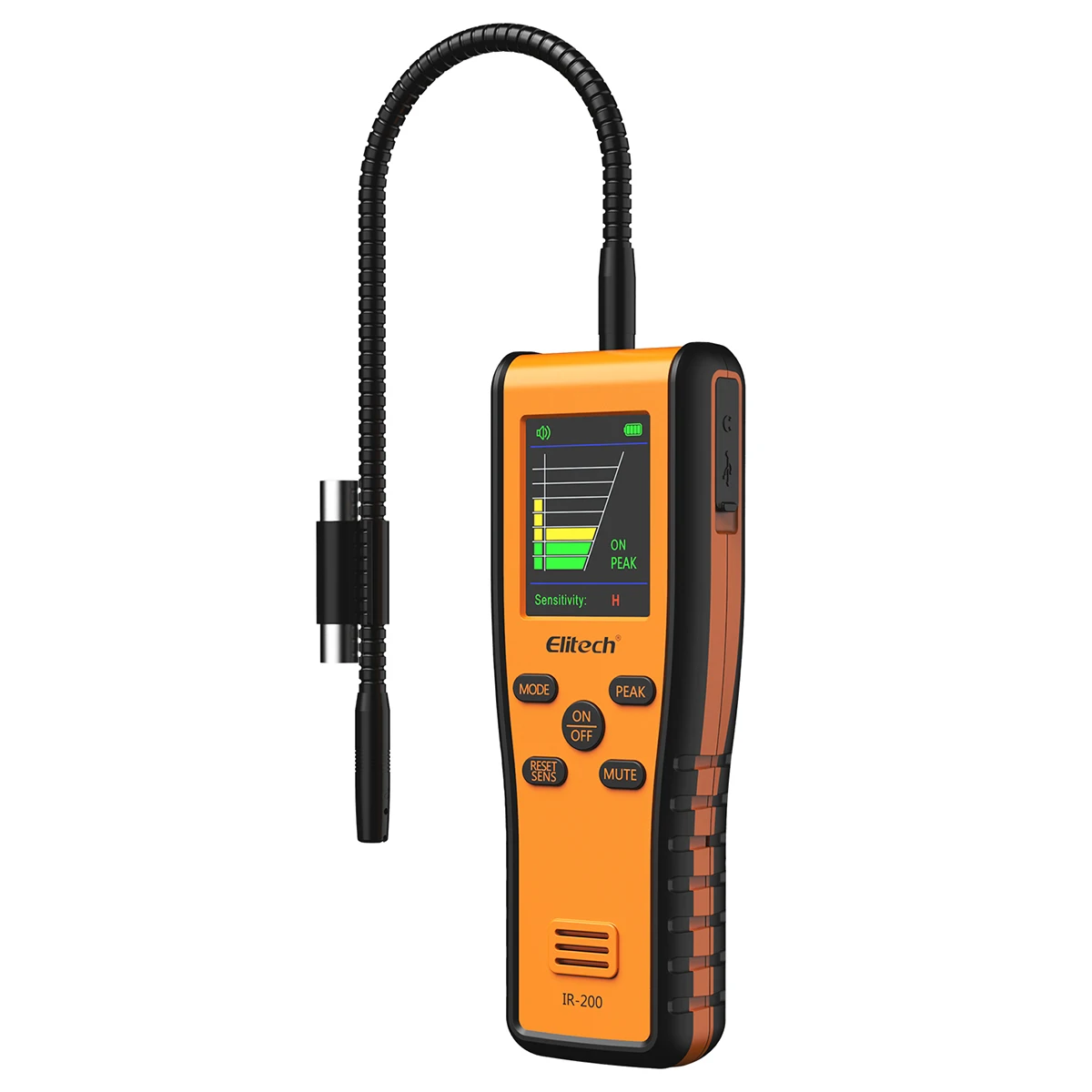 Elitech IR-200 Refrigerant Leak Detector Gas Analyzer Dual Sensor Infrared&Heated Diode 2-in-1 Leak Tester 10 Years' Life