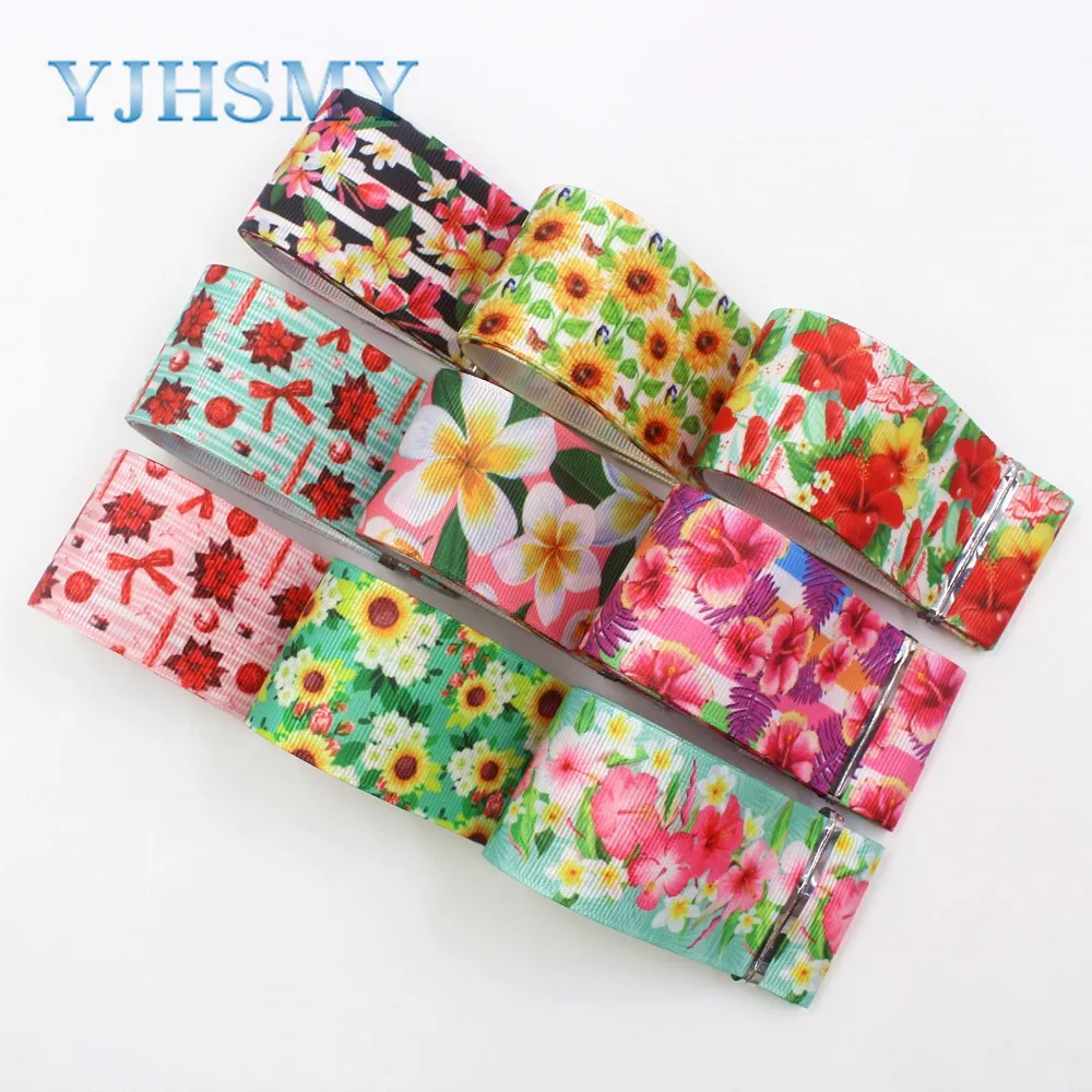 

YJHSMY,I-19809-1848,38mm 10yards flower Thermal transfer Printed grosgrain Ribbons,bow cap DIY handmade accessories decorations