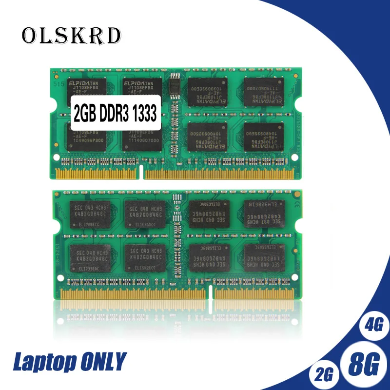 Olskrd память оперативная память ddr 3 2 ГБ 4 ГБ 8 ГБ 2G 4G PC3 DDR3 1333 Гц sodimm ram 10600 ECC, память для ноутбука, ОЗУ 204pin 1,5 в