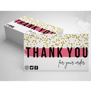 

Personalize Pink Glitter Thank You Card, Business Thank You, Packaging Insert Card, Modern Insert Card