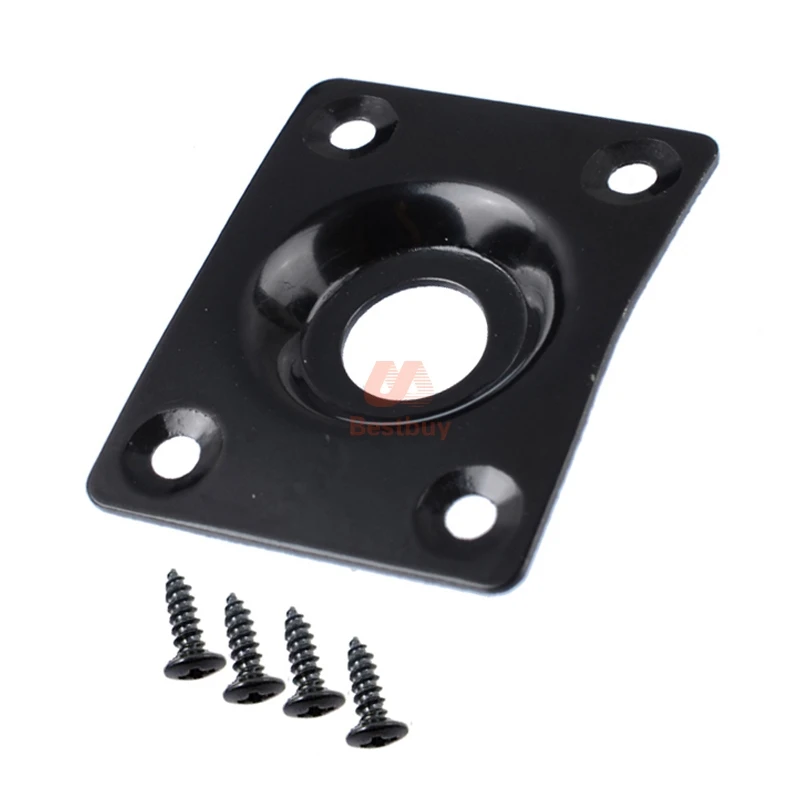 Black X 10 pcs 10 шт. металлический разъем пластины для электрической бас гитары Замена-гнездо пластины с прямоугольником стиль 3 цвета - Цвет: Black X 10 pcs