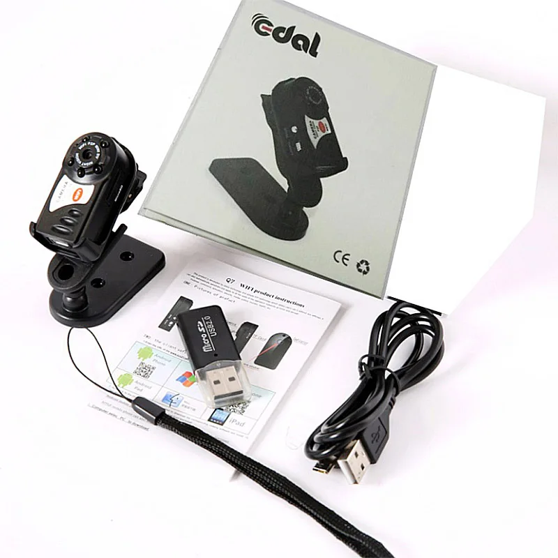 edal box Горячая мини Q7 камера 480P WIFI инфракрасная смарт-камера ночного видения с шестью лампами 300000 точек/дюйм мини-видеокамеры комплекты для домашней безопасности автомобиля CCTV - Цвет: edal box