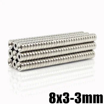

10/20/50/100/500Pcs Neodymium Magnet 8x3 Hole 3 N35 NdFeB Round Super Powerful Strong Permanent Magnetic imanes Disc 8*3 Hole3