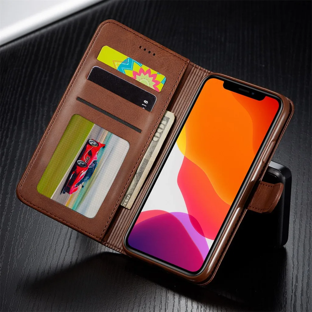 Wallet Case Leather Magnet Flip Cover Case With Card Slot Stand Leather phone Case For iPhone 11 Pro Anti-scratch Phone Case