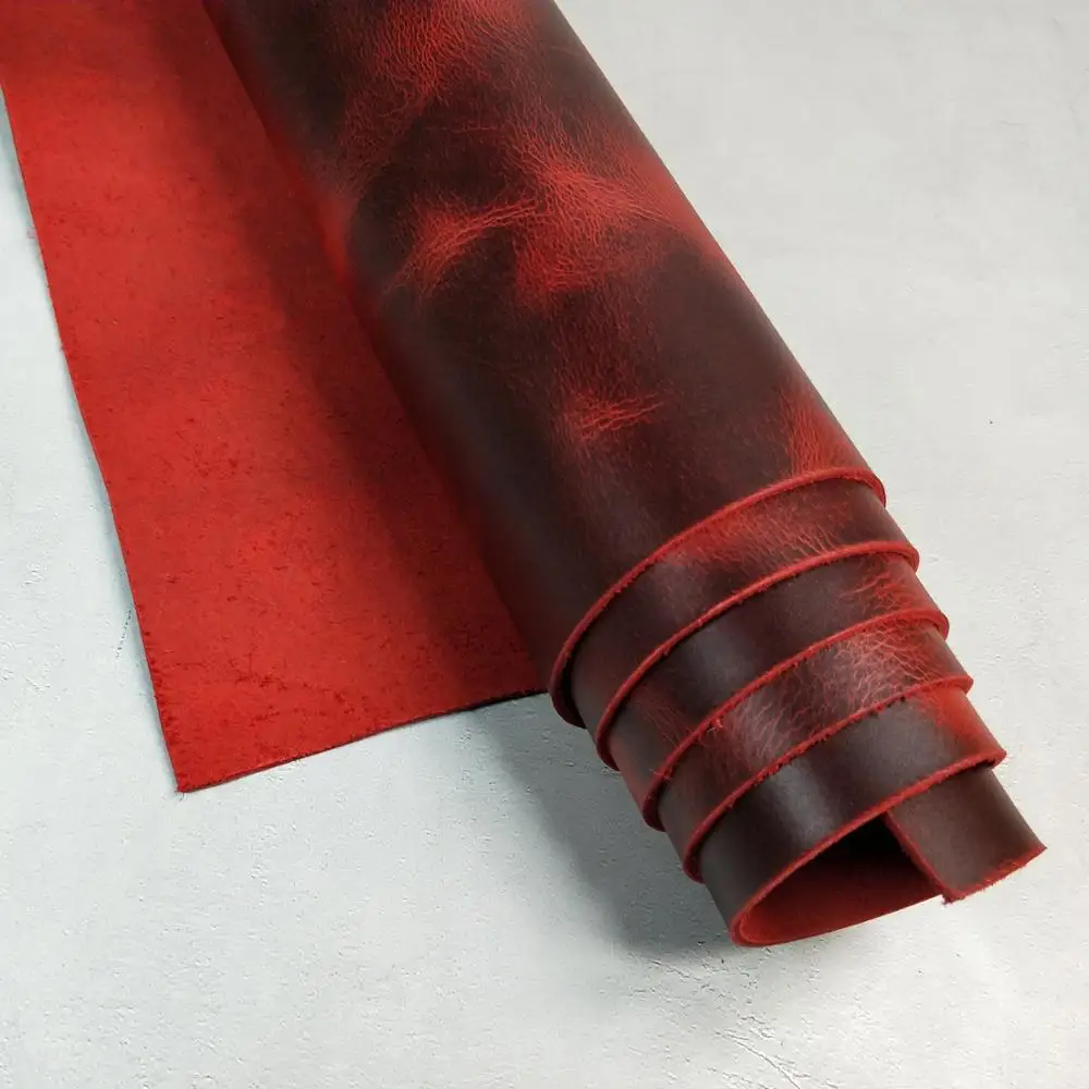 Crazy Horse Leather 2.0mm Thick Vintage Oil Wax Tanned Piece Genuine Cowhide First Layer DIY Hand Leathercraft |