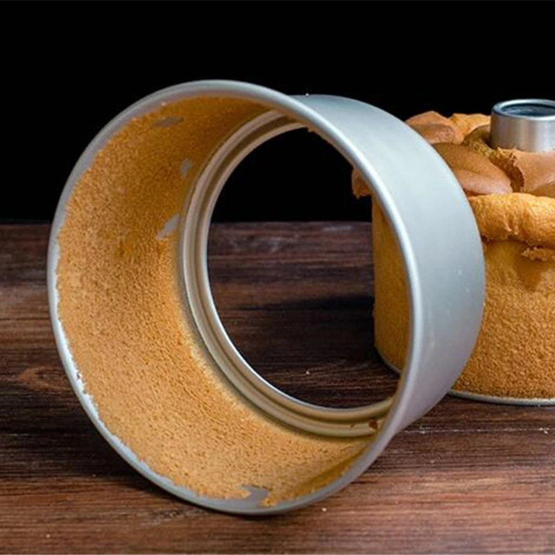8 Inch Aluminum Alloy Round Chiffon Cake Pan Removable Bottom Hollow Chimney Cake Mold Diy Baking Cake Tools