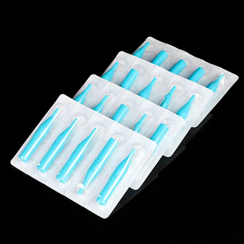 

50pcs 3/5/7/9/11/13RT Blue Sterile Disposable Tattoo Machine Gun Nozzle Tips Needle Tube For Tattoo Gun Needle Ink Cup Grip Kits