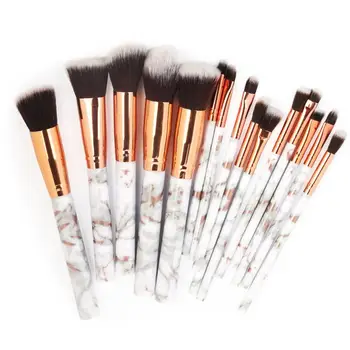 

15 Marble Makeup Brushes Kit Premium Cosmetic Brushes For Powder Liquid Cream Foundation
