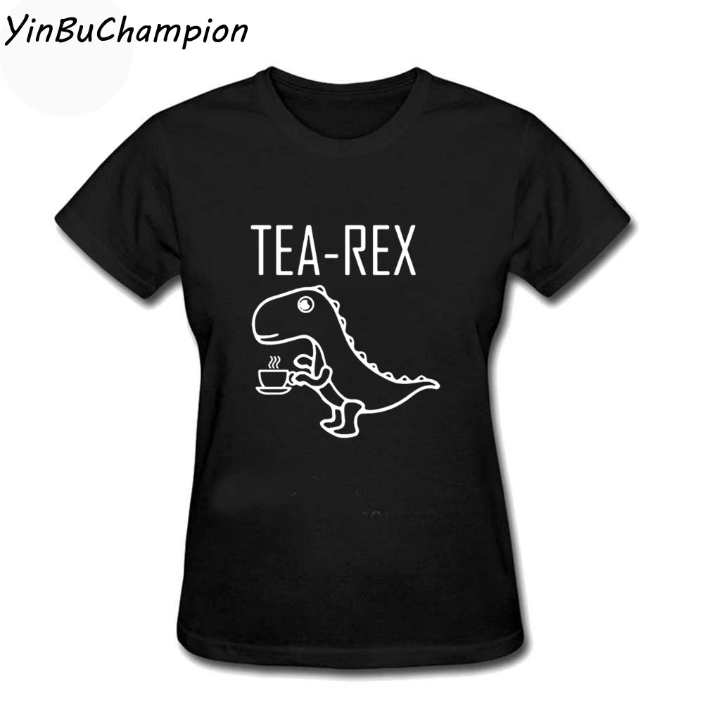Женская футболка Tea Rex Funny Dinosaur Drink Coffee Tyrannosaurus Dino повседневная Веселая Футболка с