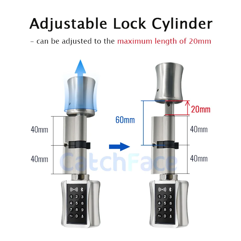 Bluetooh Smart Cylinder Lock  Keyless Electronic Door Lock  APP Wifi Lock Digital Code RFID Card Lock for Home Apartment Airbnb