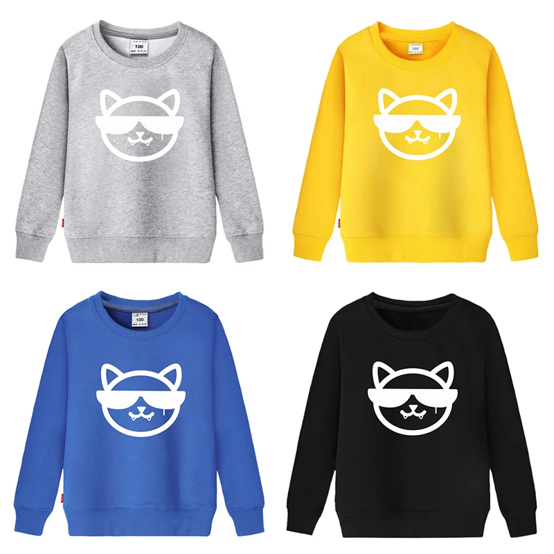

Kids Sweatshirts Hoodies Cartoon Print Cat Baby Boys Girls Clothes Clothing Infant Toddler Children T-shirt Hoodied Tops Fashion