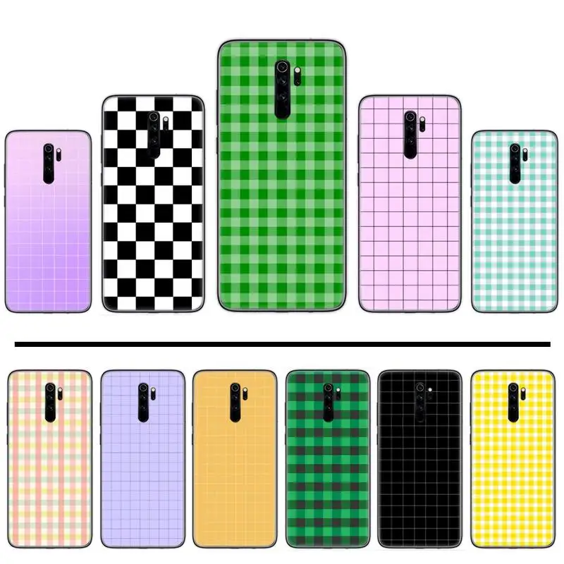 Plaid Checked Checkered Bling Cute Phone Case For xiaomi Redmi 5 5A plus 7A 8 note 2 3 4 6 7 GO K20 A2 | Мобильные телефоны и