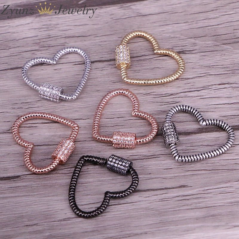 5 шт., DIY ювелирная застежка сердечко медный соединитель замок карабин фурнитура