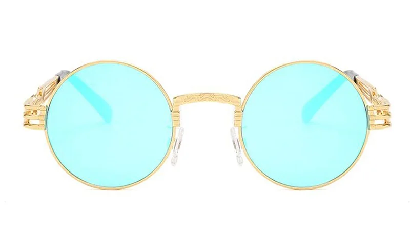MAXJULI Steampunk Round Sunglasses for Men Women Alloy Eyeglasses Circle Shape Brand Designer Sun glasses Mirror UV_voghion.com