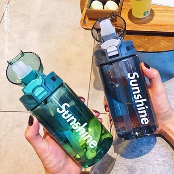 

430ml/550ml Brief Sports Fitness Plastic Bottle Large Capacity Straw Cup Sealed Leak-proof Outdoor Walking Running Portable Cups