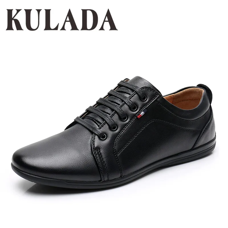 Мужские повседневные кожаные туфли KULADA удобные ручной работы на шнуровке 2019 |