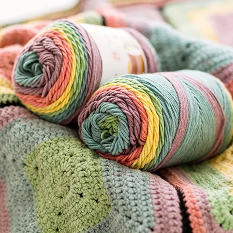 193m Rainbow Segment Dyed Yarn 5 Strand Wool Diy Handmade Knitted Baby Sweater Hat Scarf Sofa Cushion | Дом и сад