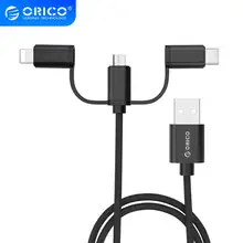 ORICO HT3 3 en 1 câble USB Charge et câble de transfert de données Charge pour iPhone Huawei P20 Xiaomi 8 Samsung