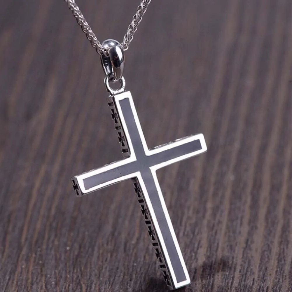 

Jade Angle Solid 925 Sterling Silver Christ Jesus Cross Pendant Necklace For Men S925 Thai Silver Jewelry
