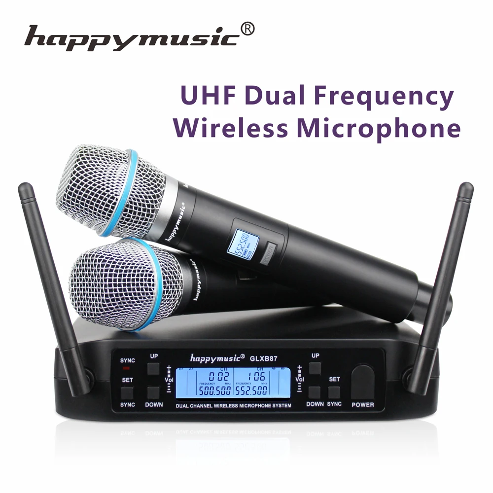 Free Shipping GLXB87 High Quality Performance Home UHF Dual wireless microphone for Karaoke System two handheld microphones | Электроника