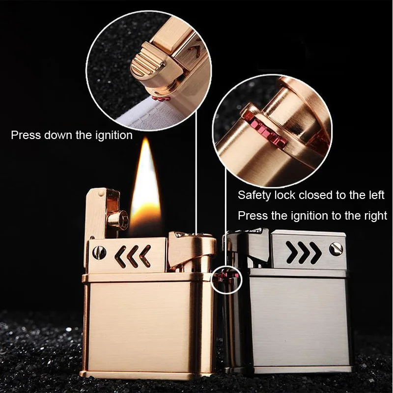 Kerosene Lighter Retro Portable Grinding Wheels Lighter Windproof Metal Cigarette Lighter Smoking Accessories Gadgets for Men