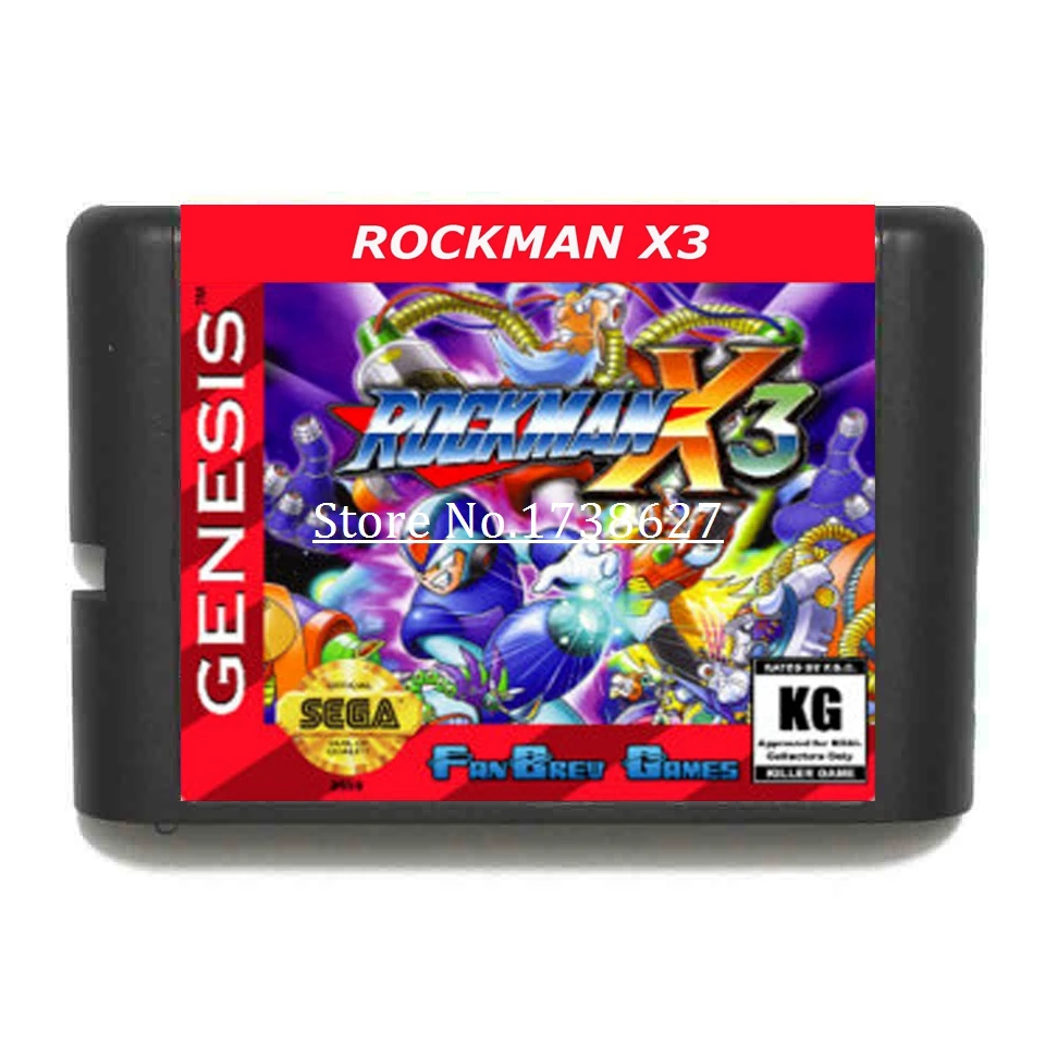 Игровой картридж ROCKMAN X3 16 bit для игровых консолей sega MegaDrive& Genesis