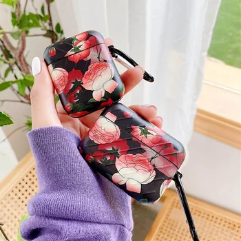

Art Rose Flower Earphone Case For Apple Airpods 1/2 Cases Cute Luminous Floral Cover For AirPod Pro3 Protector Shell