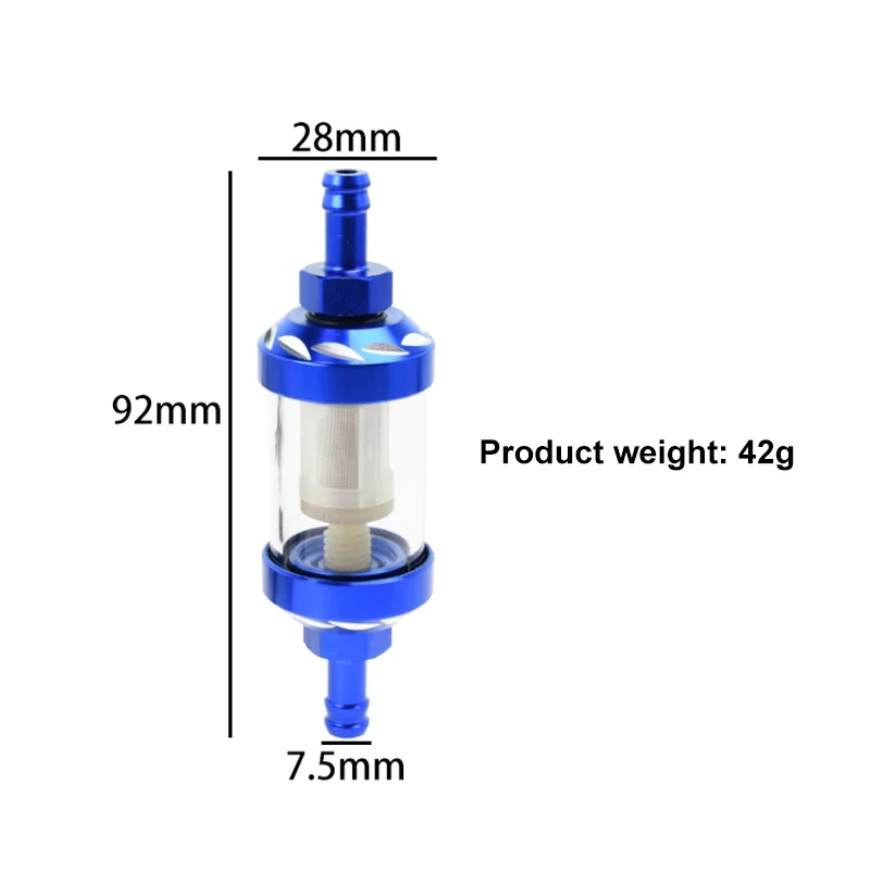 8mm Universal Motorcycle Fuel Filter CNC Aluminum Alloy Glass Gas Fuel Gasoline Oil Filter For ATV Dirt Pit Accessories Off-Road