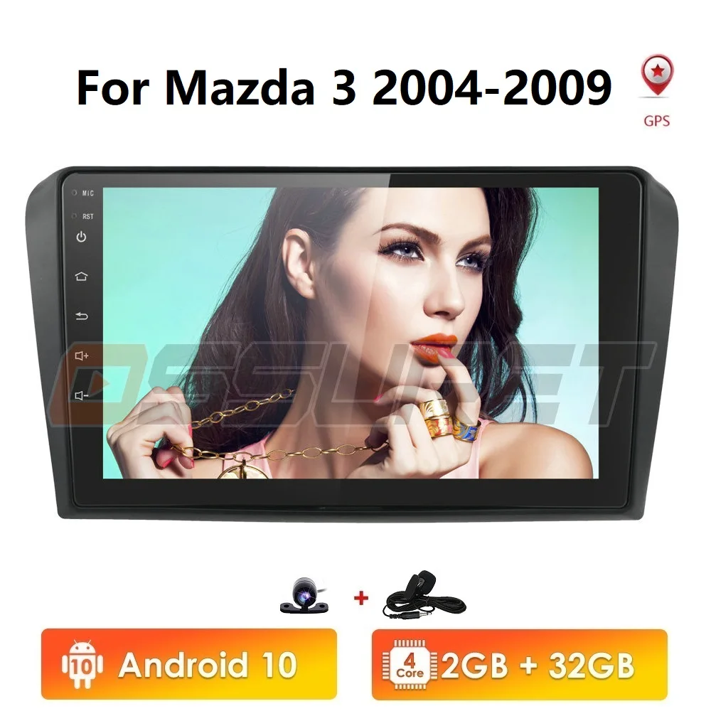 US $123.93 2din Android 10 Car Radio Stereo Gps Navigation Fit Mazda 3 2004 2009 Quad Core Car Multimedia Player With Rear Camera Bt Wifi
