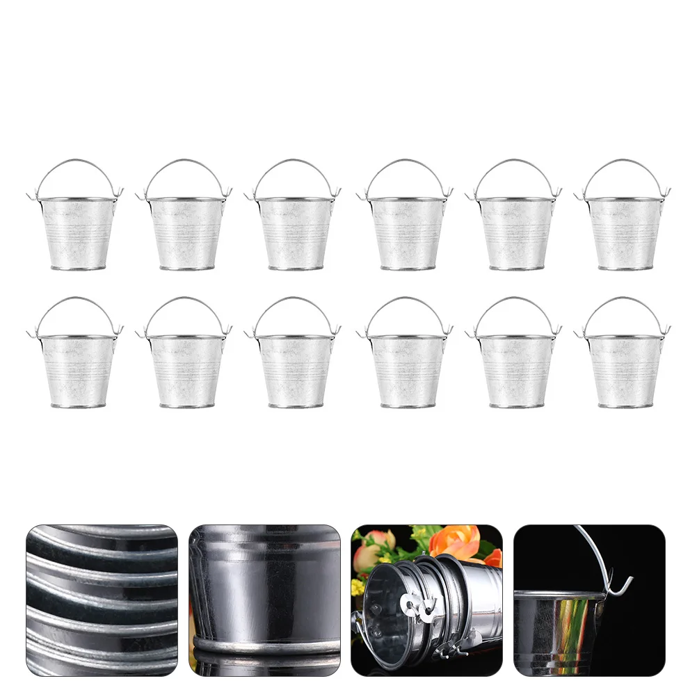 12pcs Convenient Practical Mini Buckets Small Metal Buckets for Party