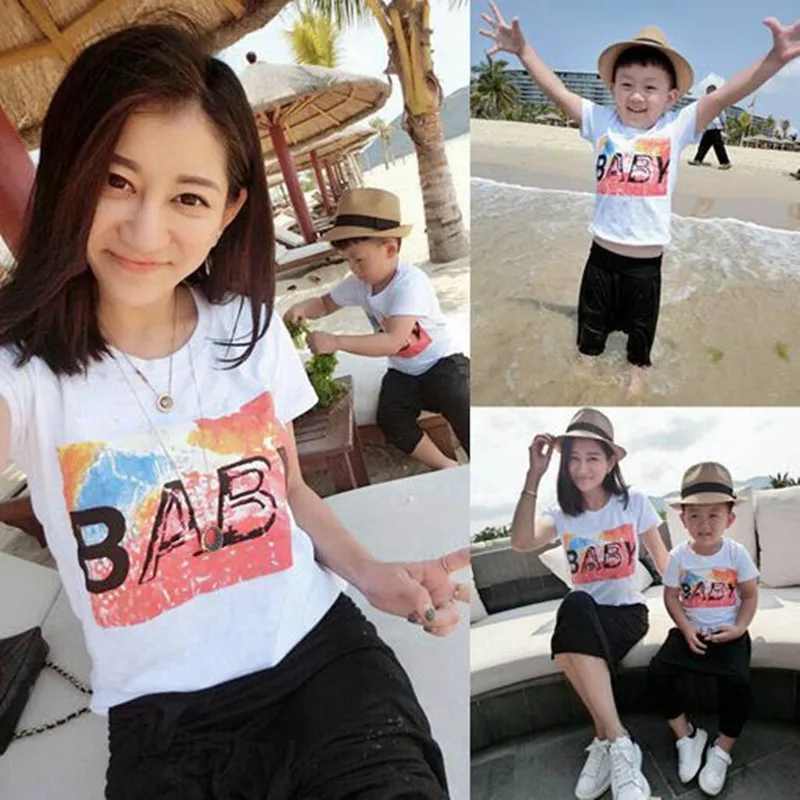 

Baby Girl Summer Outfit Set Mother And Son Clothes Matching Mutter Tochter Kleidung Brother Sister Matching Boys T Shirts Cotton