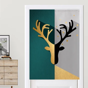 

Nordic Bedroom kitchen Curtains Home Decor Linen Door Curtain Customizable curtain golden geometry