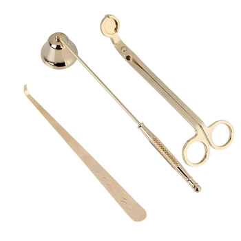 

Candle Snuffer Candle Accessory Set, Best Gift with Wick Trimmer, Wick Dipper and Bell Snuffer Gold