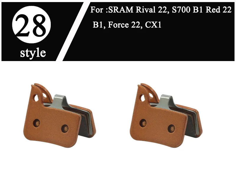 Style 28 2pair 2 пара MTB горный велосипед дисковые Тормозные колодки для SRAM AVID ELIXIR E1/3/5/7/9 BB5 BB7 E9 J3 J5 J7 R2011- DB1 S700 металла - Цвет: Style 28 2pair