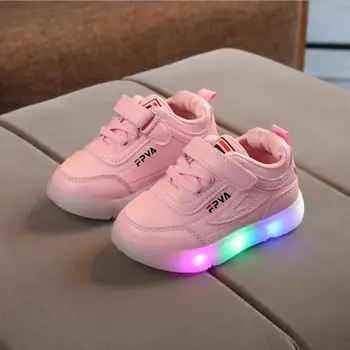 

Child Sport Shoes Spring Luminous Fashion Breathable Kids Boys Net Shoes Girls Anti-Slippery Sneakers With Light Running Shoes