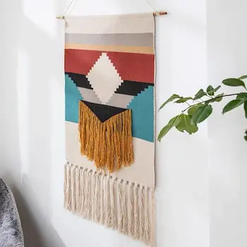 

Handcrafts Nordic Macrame Tapestry Hand-woven Wall Tapestry Decoration Wall Hanging Cotton Linen Ornaments Wall Home Decor