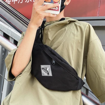 

Women Canvas Waist Bag Personality Fashion Trendy Models Ins Japanese Shoulder Messenger Bag Sports Hip Hop Street Chest Bag