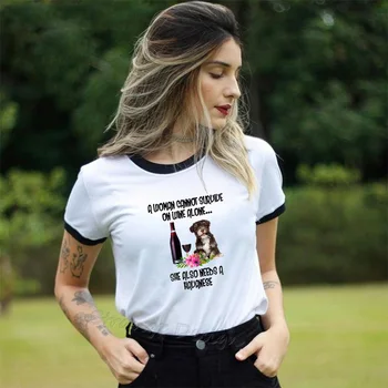 

Funny Fashion Women Tshirt A Woman Cannot Survive On Wine Alone She Also Needs A Havanese Female T-shirt Tumblr Clothes Tops Tee
