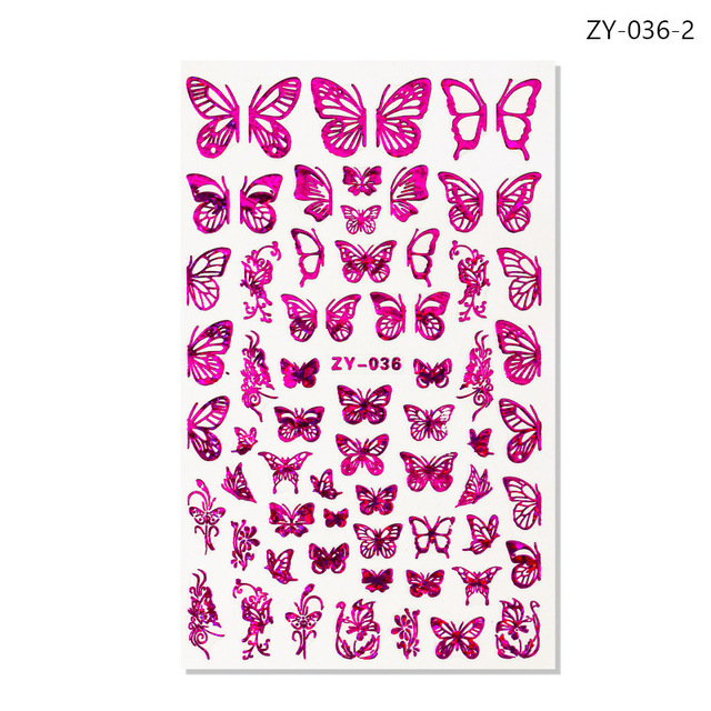 Holographic 3D Laser Butterfly Nail Art Stickers Gold Silver Nail Adhesive Sliders Decals Laser Sticker Decor DIY Manicure