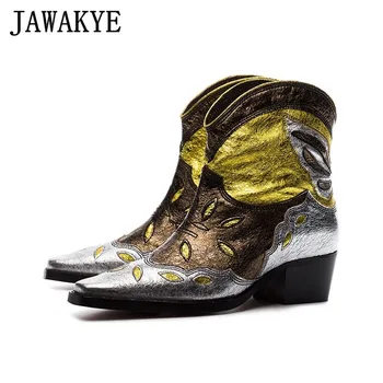

2019 Autumn Embroidery Butterfly Kitten Heels Ankle Boots for Women Punk Style Invierno Knight Motorcycle Boots Botas Mujer