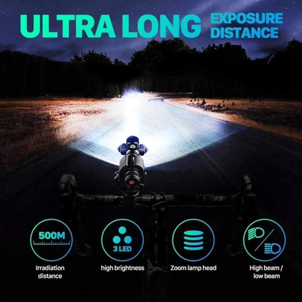 500 Lumens T6 Bicycle Light USB Rechargeable Bike Front Lamp Waterproof Safe Cycling Flashlight Aluminum Bike Headlight BC0510 (4)