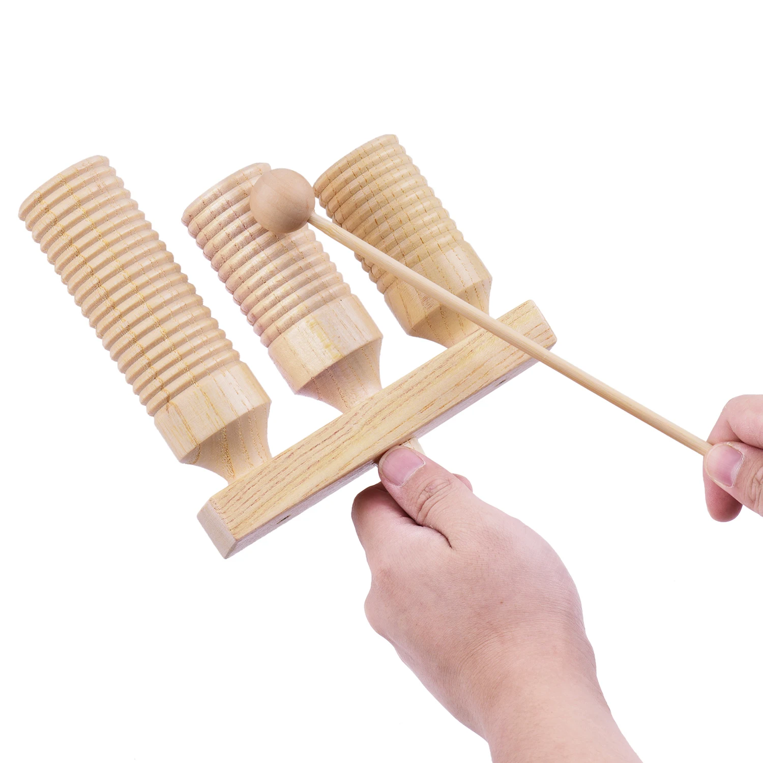 Toyvian Wood Block Percussion Instrument Set With Mallet - Solid Hardwood, Resonant Tone For Kids & Music Lovers (2 Sets)
