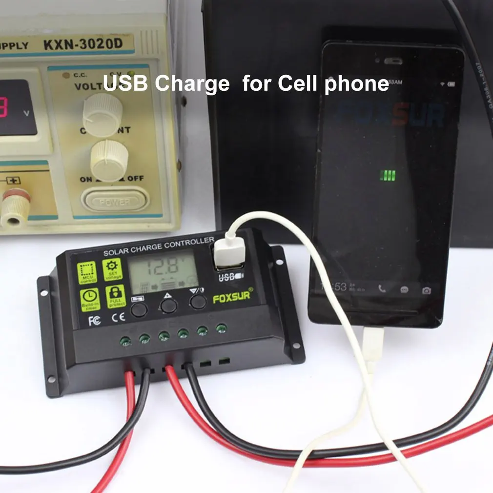 FOXSUR 30A автоматический Солнечный Контроллер заряда PWM контроллеры lcd Dual USB 5V Выход солнечная панель PV регулятор