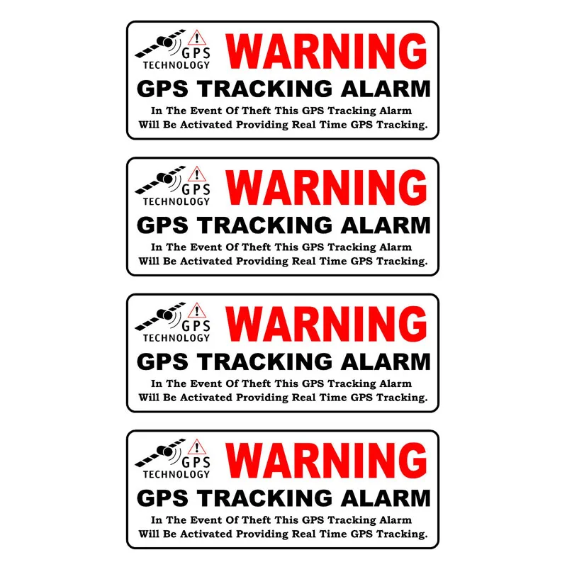 

DAWASARU 4 X WARNING GPS TRACKING ALARM Car Stickers Reflective Personality Decal for Tesla Chevrolet Lacetti Cruze ,10CM*4CM