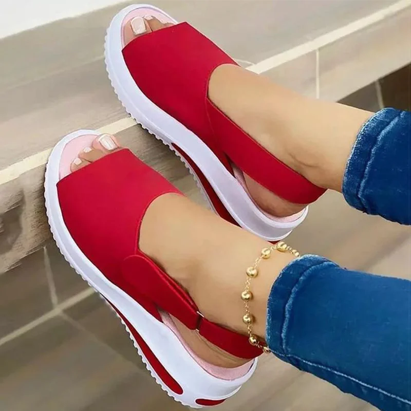 Sandalias con plataforma para Mujer, zapatos de tacón suave con cuña, calzado informal para verano, 2021