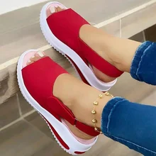 Sandalias de tacón con plataforma para mujer, cuñas suaves estilo peep toe, calzado informal para verano, 2021