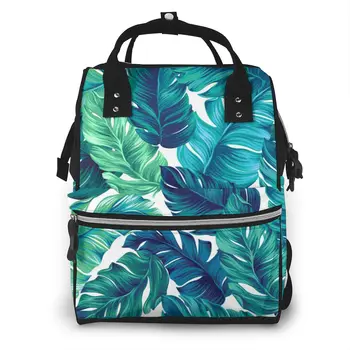 

Green And Blue Banana Leaf Baby Nappy Changing Diaper Mummy Bag Maternity Backpack Bags Stroller Baby Care Waterproof Backpack