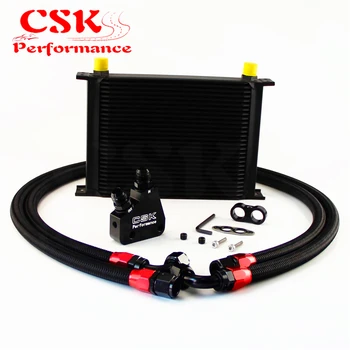 

28 Row 248mm AN10 British Oil Cooler Kit+Female Sandwich Plate Adapter Fits For LS1 LS2 LS3 LSX VE HSV VZ DRAG Black