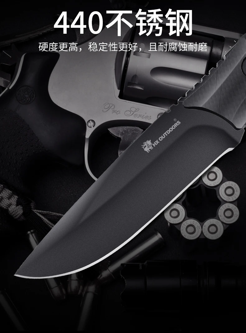 HX на открытом воздухе 440c Стальные походные ножи охотничий нож для выживания спасательные ножи, G10 Ручка Открытый инструмент EDC инструменты, дропшиппинг