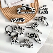  Hair Clip Korean Cow Color Black White Simple Catch Clips Ponytail Holder Hairpins Hair Accessories for Girls Women 